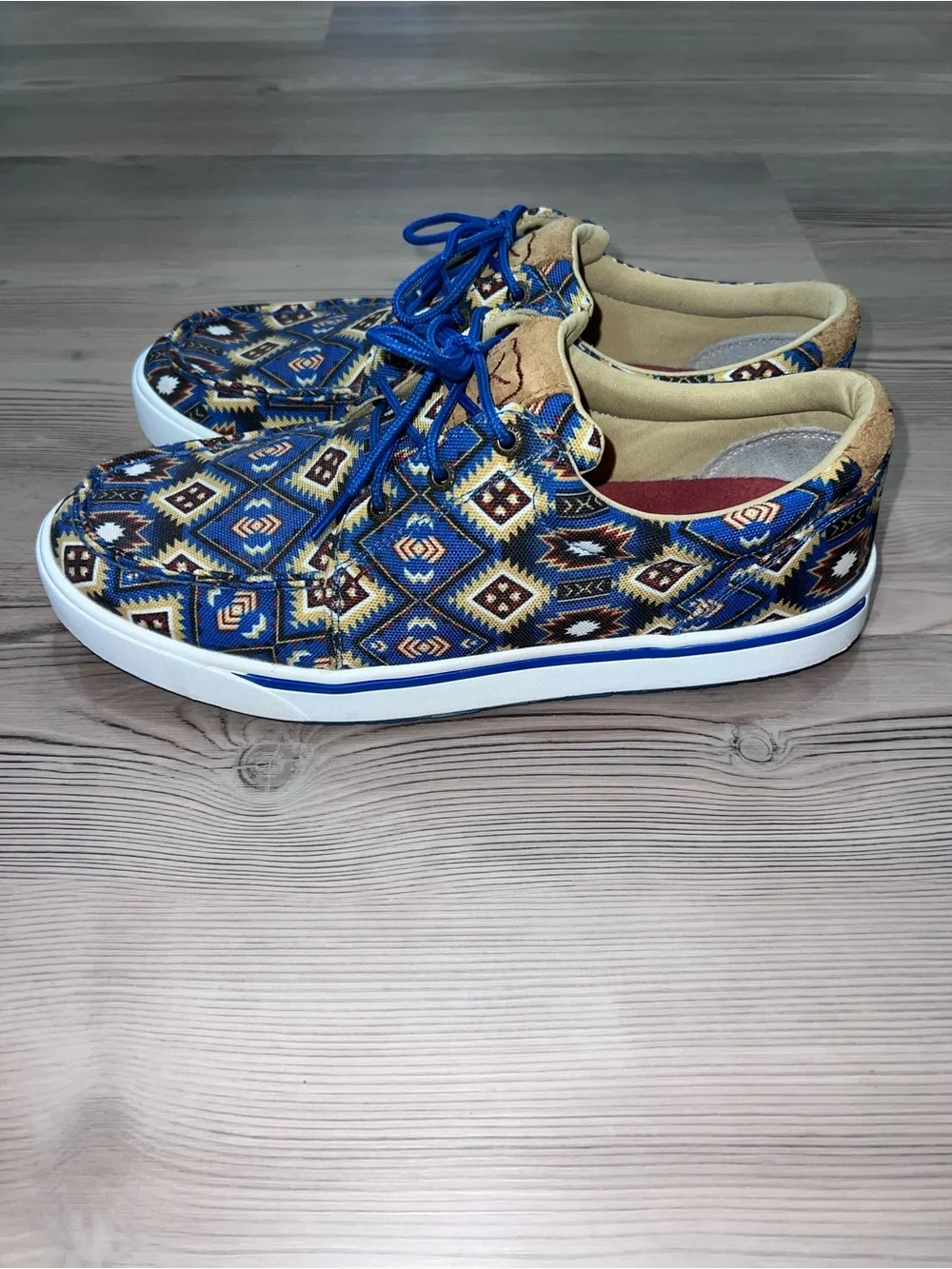 Twisted x Blue and Tan shoes